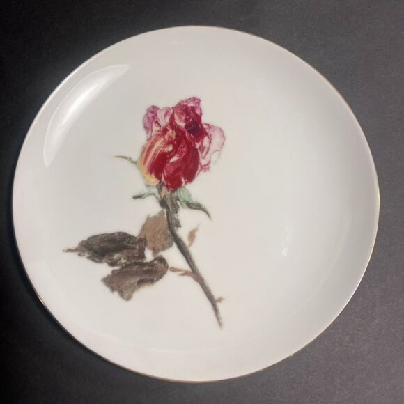 Six Vtg Narumi China Rose Floral Dessert Plates Pin Yellow Cottage Core RARE - Picture 5 of 5